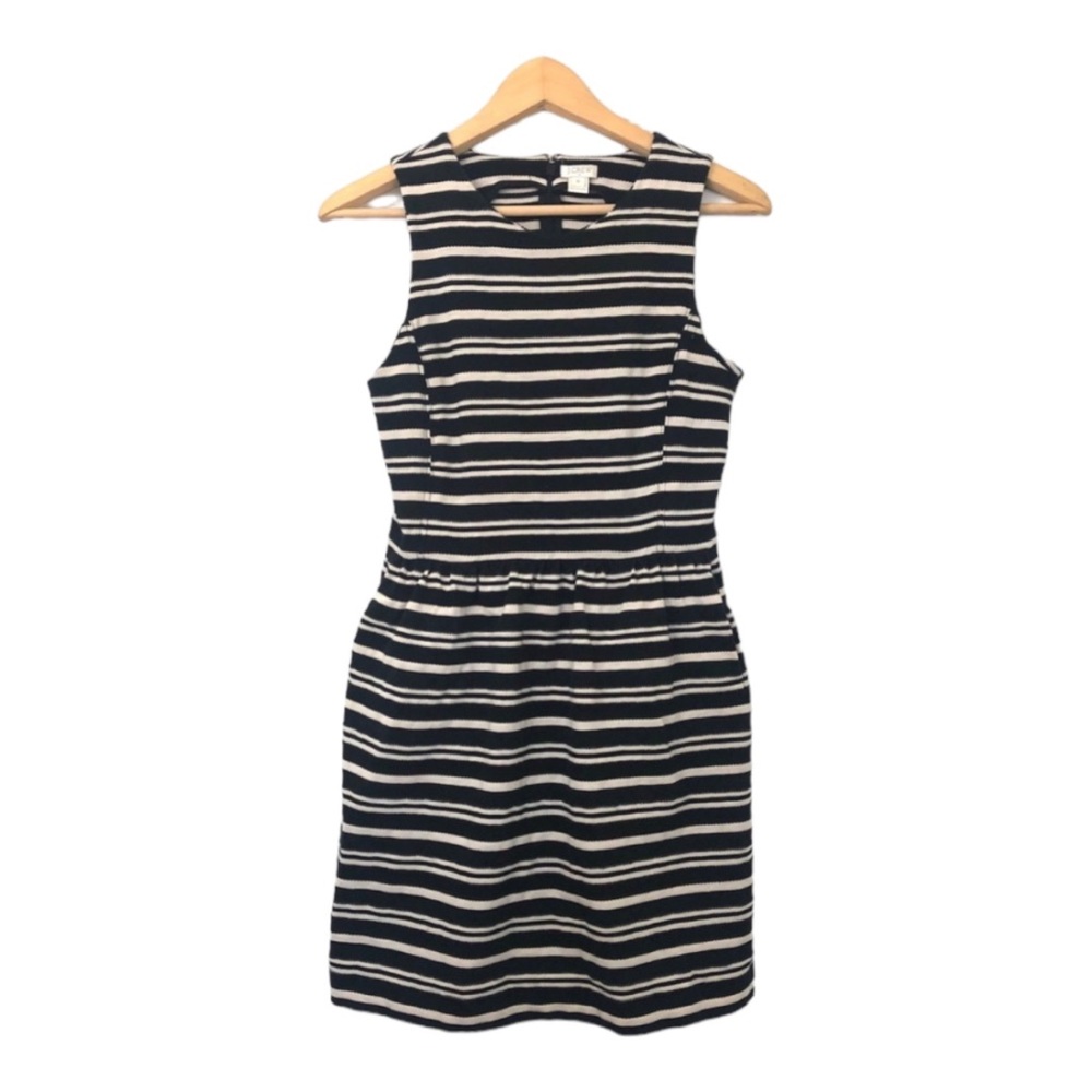 J. Crew Factory Cream & Black Striped Tank Dress